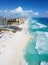 Cancun beach and hotel zone aerial view, Quintana Roo, Mexico