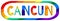 Cancun. Multicolored bright funny cartoon colorful isolated inscription