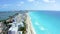 Cancun resort aerial view. Punta Norte beach, Cancun, Mexico. Close up view