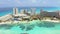 Cancun resort aerial view. Punta Norte beach, Cancun, Mexico. Close up view