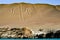 The Candelabra geoglyph on the desert coast. Paracas, Peru