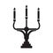 Candelabrum or candelabra candle holder with three candles lit flat vector icon for apps and websites