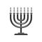 Candelabrum Menorah with candles, Hanukkah sign