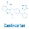 Candesartan hypertension drug molecule. Skeletal formula. Chemical structure