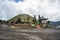 Candi Bentar temple from crater of mount Bromo.