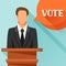 Candidate of party involved in debate. Political elections illustration for banners, web sites, banners and flayers