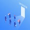 Candidates waiting job interview isometric illustration. Future career opportunities and goals metaphor, employees