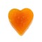 Candied fruit jelly apricot in the form of heart on isolated background