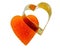 Candied fruit jelly apricot in the form of heart on isolated background with iron form