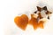 Candied fruit jelly apricot in the form of heart and star of David with iron form