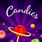 Candies concept background, cartoon style