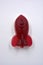 Candies, interesting rubber sweets in the form of red, cherry space rockets located on a white background.