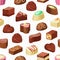 Candies seamless pattern of chocolate and truffle