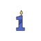 candle for 1 year colored icon. Element of birthday party icon for mobile concept and web apps. Colored candle for 1 year icon can