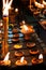 Candle or Beeswax candle burning in Loy Krathong Festival Thailand, warm Buddhist culture concept