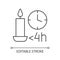 Candle burn time limit linear manual label icon