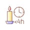 Candle burn time limit RGB color manual label icon