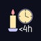 Candle burn time limit RGB color manual label icon for dark theme