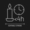 Candle burn time limit white linear manual label icon for dark theme