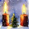 Candle burning, Christmas decoration card