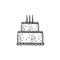 Candle cake head hand drawn outline doodle icon.