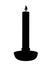 Candle in a candlestick black silhouette - pictogram or logo. Wax long burning candle - vector silhouette picture.
