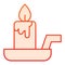 Candle on a candlestick flat icon. Burning fire and wax stick on plate. Halloween party vector design concept, gradient