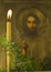 Candle coniferous branch old icon