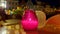 Candle cup light on table top glass Street Cafe Tables