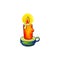 Candle with fire by watercolor on white background. Lightening candle in candlestick handdrawn illustration.