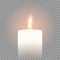 Candle flame burning 3D realistic vector transparent background