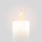 Candle flame burning 3D realistic vector white background