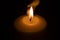 Candle flame in the dark background and space for text