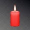 Candle flame fire isolated on checkered background, Memorial fire, light sign. Realistic yellow cand