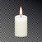 Candle flame fire isolated on checkered background, Memorial fire, light sign. Realistic yellow cand