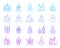 Candle flame simple color line icons vector set