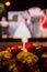A candle in the flower - blurred wedding celeblation background