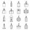 Candle forms icons set flame light, outline style