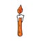 Candle in  on isolated white background. Burning magic candle, fire. Happy Halloween. Simple, modern style. Orange