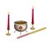 Candle and Joss Stick with Incense Burner