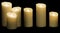 Candle Light, Three White Wax Candles Lights, Black Isolated