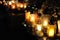 Candle lights on graves in cemetery in Poland on All Saintsâ€™ Day or All Soulsâ€™ Day or Halloween or Zaduszk