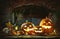 Candle lit Halloween pumpkins