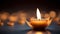 A candle lit in a small bowl with many other candles, AI