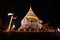 Candle lit tradition, walk with lighted candles in hand around a temple