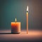 Candle and Match: A Warm and Romantic Glow. Generative Ai.