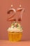 Candle number 27 - Cake birthday in coral fusion background