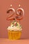 Candle number 29 - Cake birthday in coral fusion background