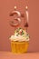 Candle number 31 - Cake birthday in coral fusion background