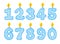 Candle number set, illustration of birthday candles on a white background,